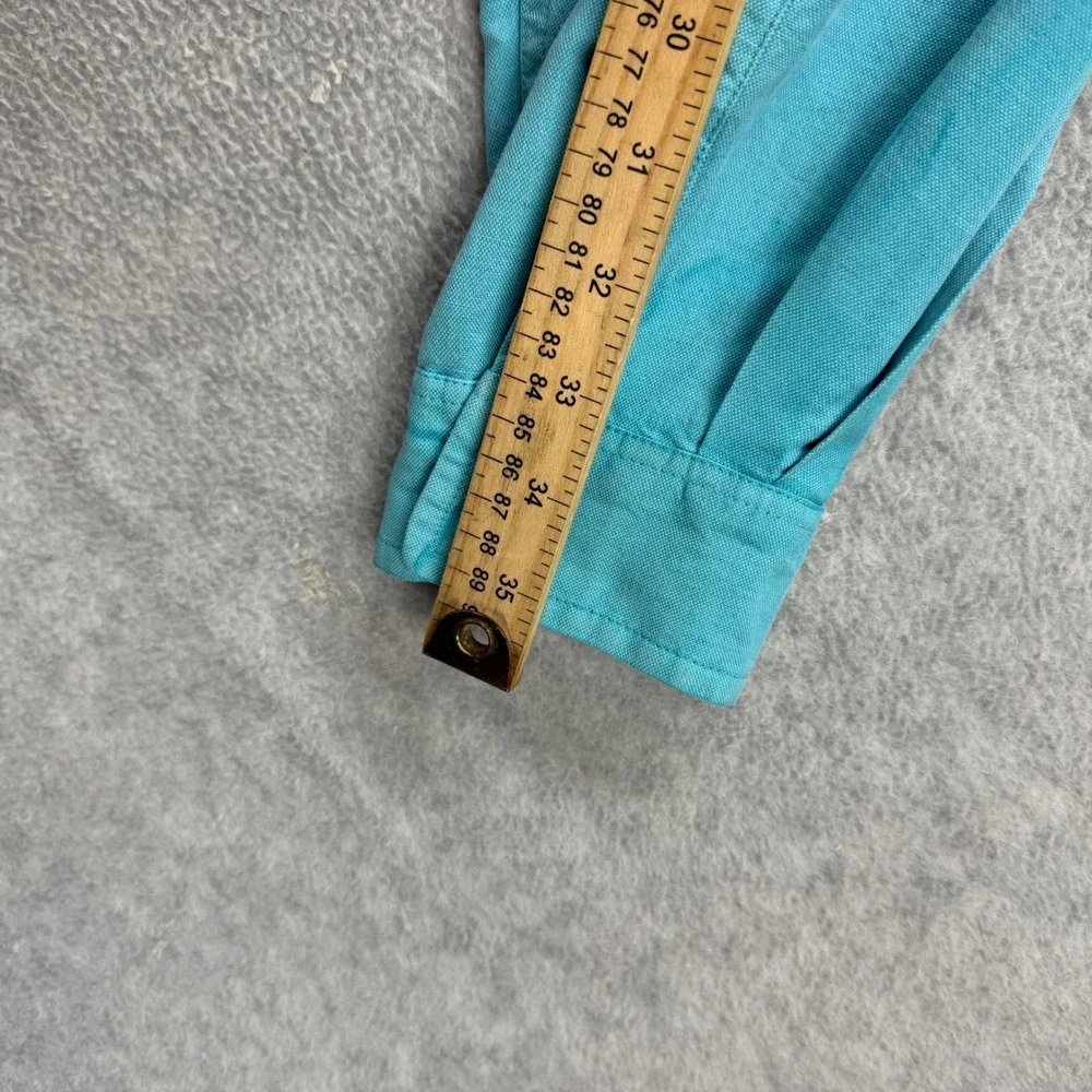 Carbon 2 Cobalt Shirt Mens XXL Teal Silk Linen Cotton Long Sleeve Button Up - Picture 8 of 9